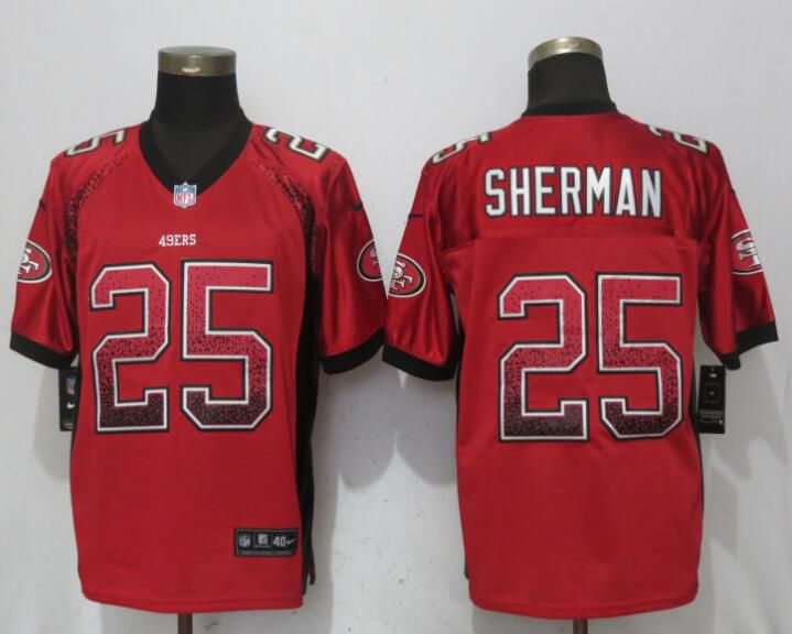 Men San Francisco 49ers #25 Sherman Drift Fashion Red Elite New Nike NFL Jerseys->->NFL Jersey